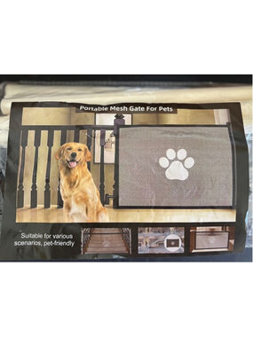 Portable Folding Black Mesh Dog Gate